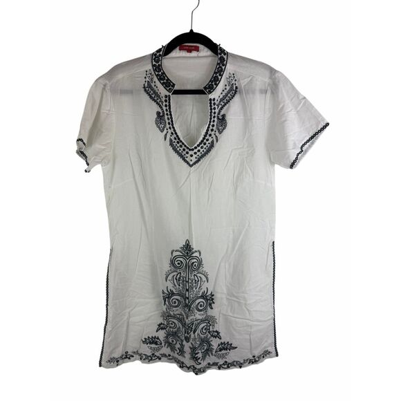 Santoori white tunic with beaded neckline - size L - Picture 1 of 5